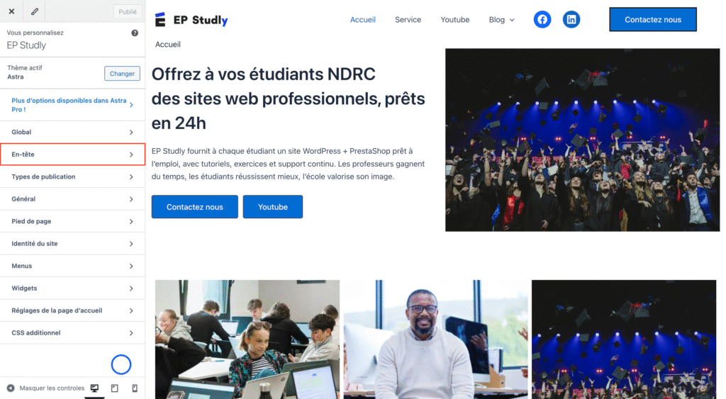 Cliquer sur "en-tête"