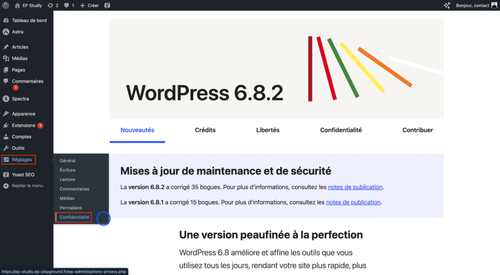 Première étape : Aller dans réglage, confidentialité