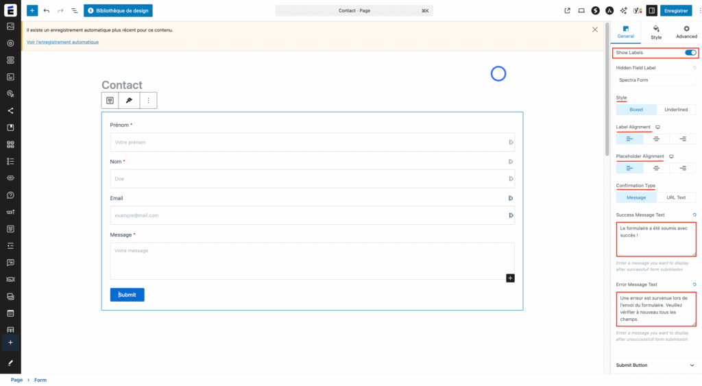 Régler l’affichage et traduire les messages