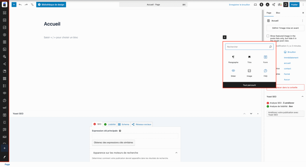 Ajouter des widgets à la page