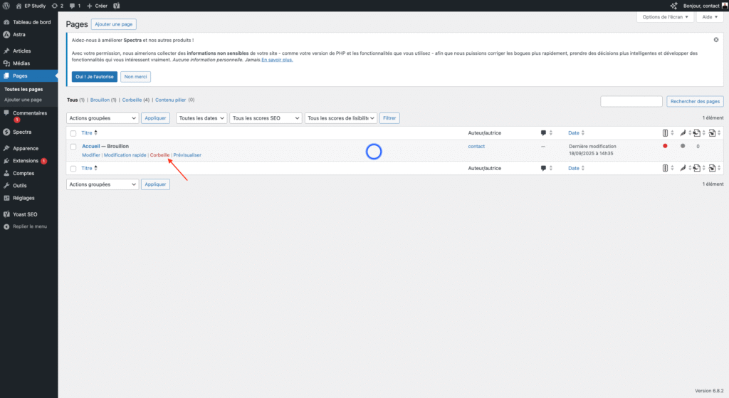 Modifier ou supprimer une page existante