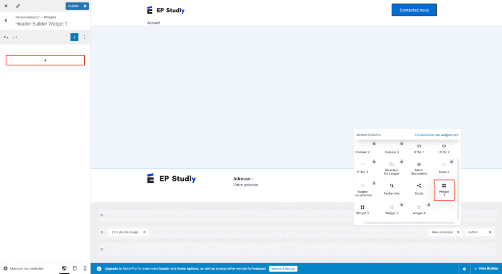 Sélectionner le widget numéro 1