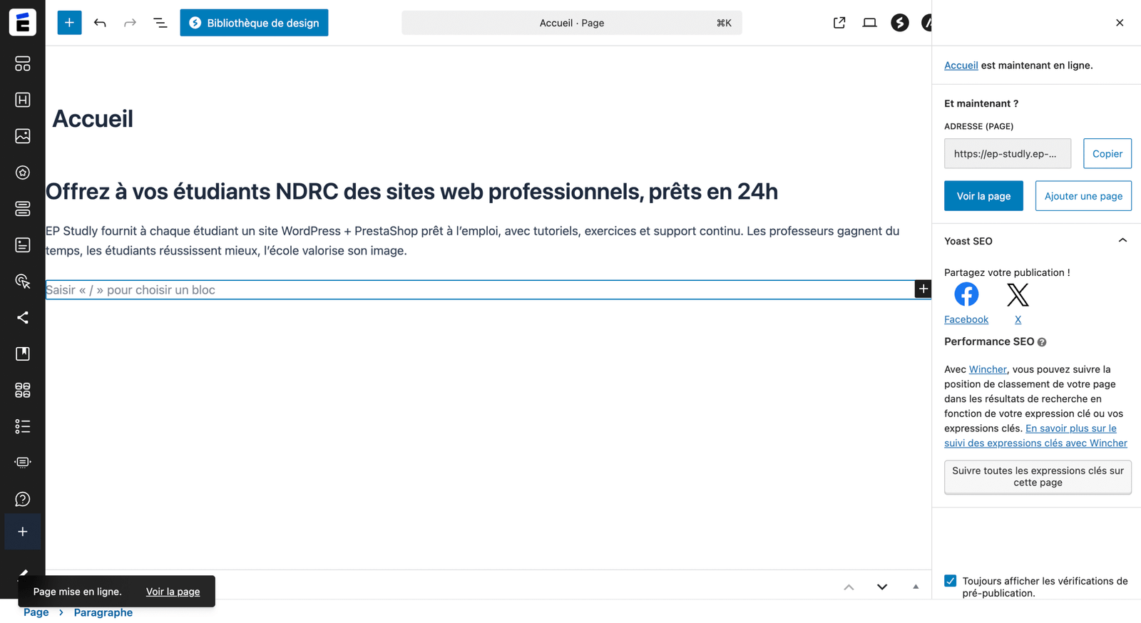 Bloc titre et paragraphe