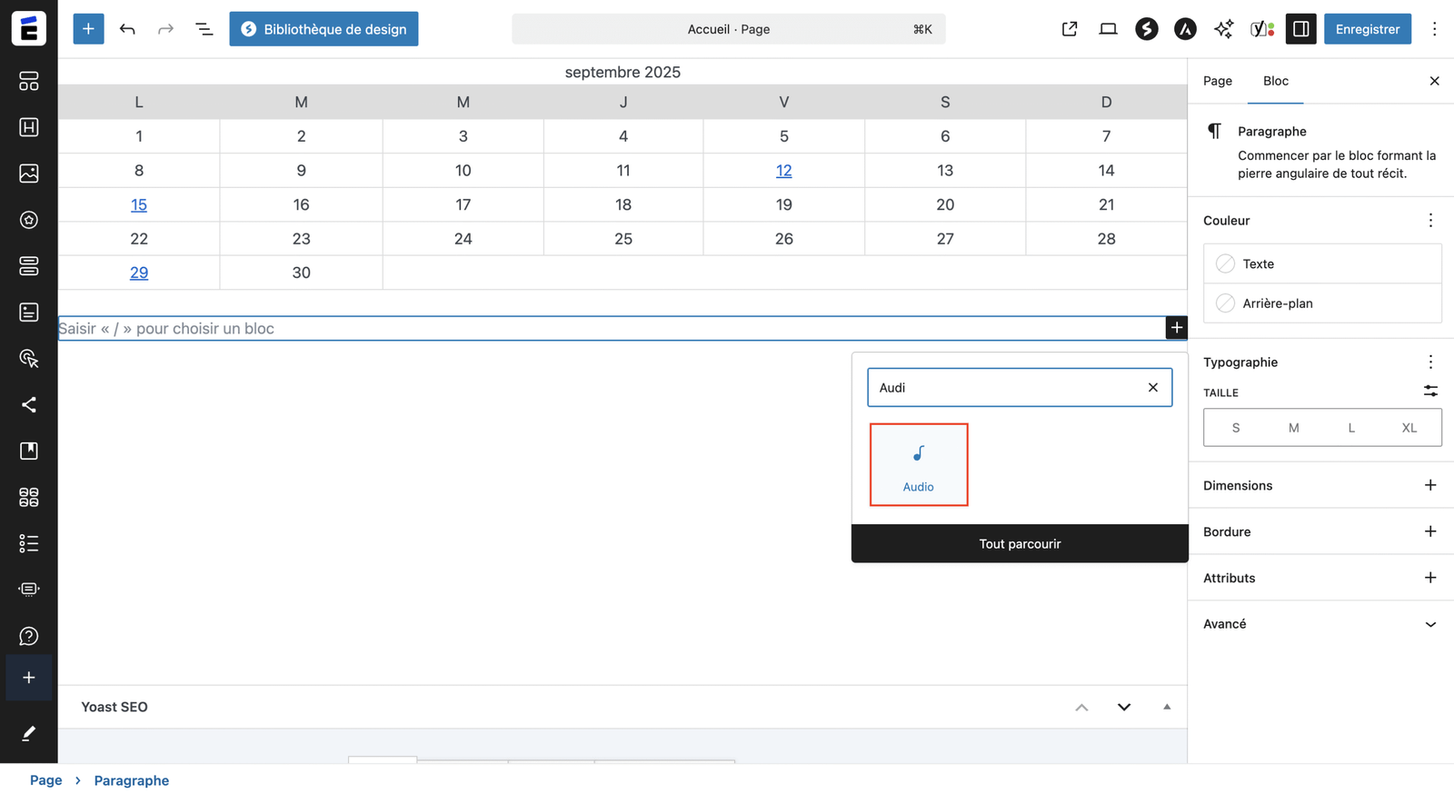 Ajouter le widget audio